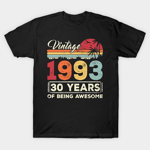 30 Year Old Birthday Vintage 1993 30st Birthday T-Shirt by joneK